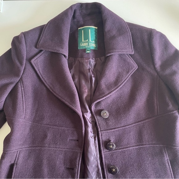 Larry Levine Women’s Sport Purple Wool Long Jacket - Picture 2 of 14